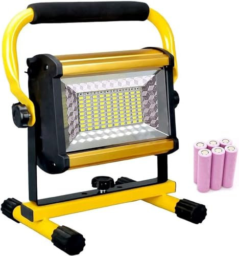 Lampe De Travail LED 100 W 8 000 LM avec Trépied, Éclairage Extérieur Étanche IP 65, Projecteur LED sans Fil Rechargeable, 3 Niveaux De Luminosité, for Atelier, Garage, Construction(Floodlight)