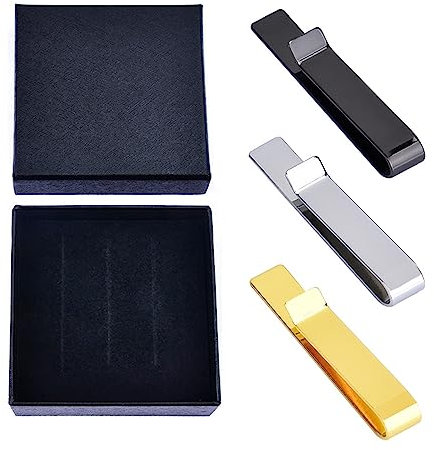 Krawattenklammer aus Edelstahl, personalisierbar, mit Gravur, Krawattennadel-Set, Hochzeitsgeschenke für Trauzeugen, Trauzeugen, Anwender, Geburtstagsgeschenke mit Geschenkbox (3 Stück),