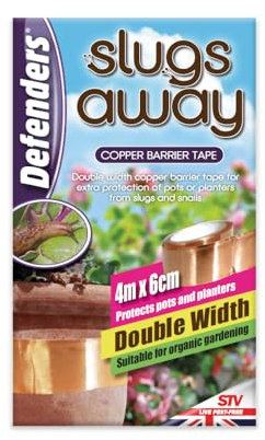 Defenders Slugs Away® Barrier Tape - 6cm x 4m - Double Width | Copper Tape for Slug and Snail Deterrent, Weatherproof Pest Control for Pots, Raised Beds & Gardens | Chemical-Free Protection
