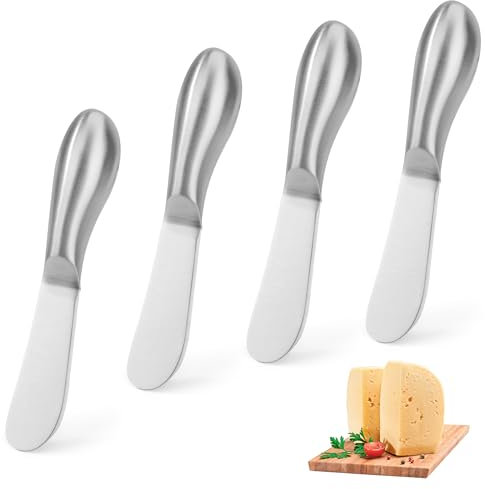 Jesustree Cuchillos de Mantequilla de Acero Inoxidable, 6 Piezas Esparcidor de Queso Mini, Cuchillos de Untar para Cortar Pan Tostado Sandwich, Mermelada, Nata, Tarta, Frutas, Verduras