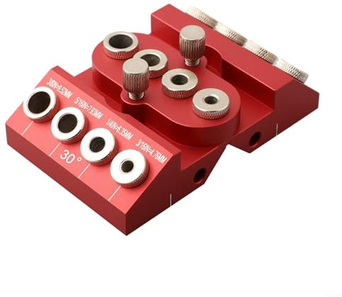 Premium 30-45-90 Degree Angle Drill Guide Jig, Aluminum Alloy Woodworking Tool for Precise Drilling, Multiple Hole Sizes for Railing Cable Hardware, Portable Lightweight Design