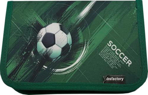 pbs factory GmbH Schulmäppchen, Schüleretui, Federmäppchen gefüllt, 50 Teilig (Fußball)