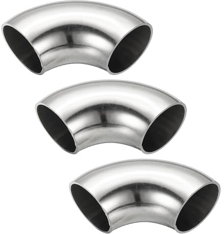 PATIKIL 3 Stück Edelstahl Rohrbogen 90 Grad Bogen, 32mm ID Stahl Auspuffbogen Auspuffrohrverbinder Edelstahlbogen 304 Edelstahl Rohr für Auspuffrohr Treppengeländer Auto HVAC