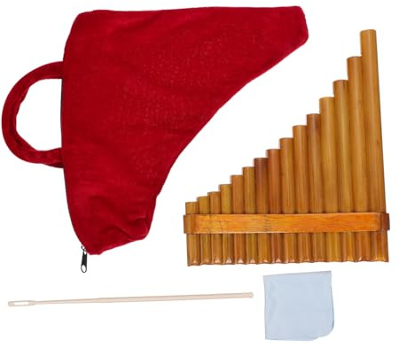 15-pan G Tone Bamboo Pan Flute for Beginners, Brown | Medium Tube Model, Tasteless Pure Timbre, Creative Design for Children and Music Learning
