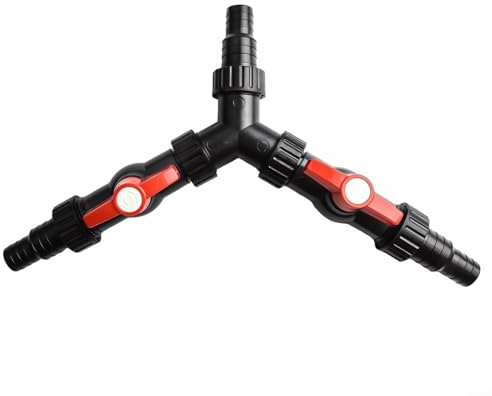 Répartiteur d'eau en Y pour bassin de jardin avec deux sorties pour système de filtre à cascade, connexion de plusieurs diamètres de tuyau, 20-25 mm (01F)