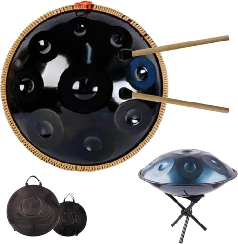 Steel Handpan Drum 55.9 cm 9/10 Notes D Moll Tongue Drum Instrument for Adults and Children 432Hz Percussion Instrument