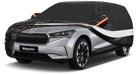 Weleyclore Car Covers for Outside Storage Custom Fit For Skoda Enyaq SUV, Outdoor Car Cover 100% Waterproof Breathable Sun Rain Dust UV Protection With Cotton.