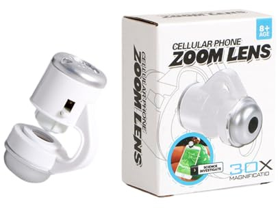 Microscopio per cellulare con ingrandimento 30X con luce LED e lente macro per fotografia obiettivo fotocamera con clip microscopio portatile