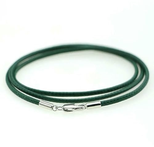 Cordoncino in pelle intrecciata per collane con ciondolo fai da te, corda, filo, creazione di gioielli, chiusura a moschettone in rame, 45 cm/50 cm-07-verde-45 cm