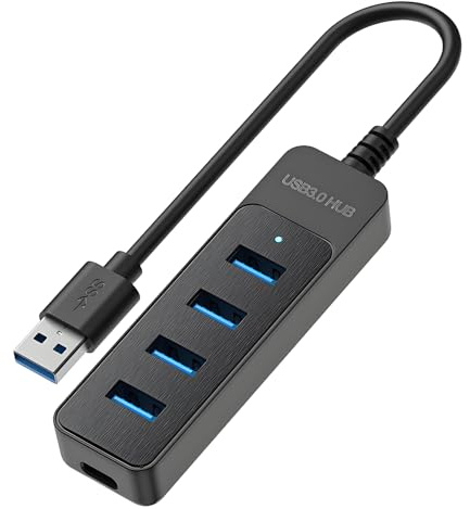 Leloco USB Hub 3.0 Verteiler 4 Port Mehrfachstecker für Laptop PC