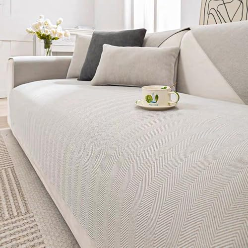 QHAIYYBF Terciopelo Funda Sofa Chaise Long 1 2 3 4 Plazas Protector Cubre Sofa, Ajustable Manta de Sofá Antideslizante Universal, Funda de Sofa Súper Suave para Sala de Estar (Blanco,1 Pieza)