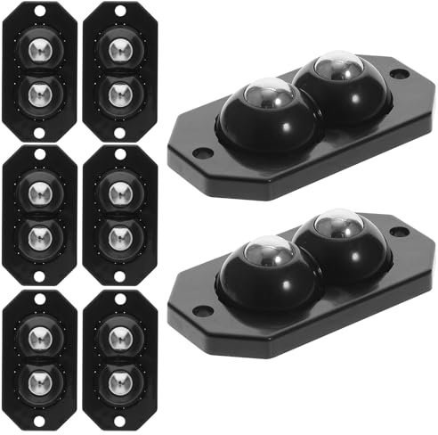 Cabilock 8Pcs Self Adhesive Mini Swivel Caster Wheels for Kitchen Appliances and Wood Boxes, Black Stainless Steel and ABS Material with Smooth Movement for Home Use
