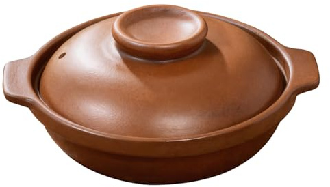 COSMEVIVI Marmite en terre cuite avec couvercle - Pot traditionnel en argile pour la cuisine ou les réceptions - Ustensile de cuisine asiatique pour ragoûts et bibimbap - 1 L - 1 à 2 personnes