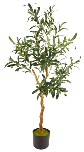 wilko LED Olive Tree, Artificial Indoor Plant with 120 Warm White LEDs, Green, Mediterranean Style, Decorative Lighting
