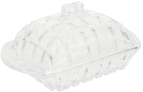 SHINEOFI Mantequillera de Vidrio Transparente con Tapa Hermética, Caja para Guardar Mantequilla Casera, Recipiente de Almacenamiento para Cocina y Restaurante, Diseño Compacto y Resistente