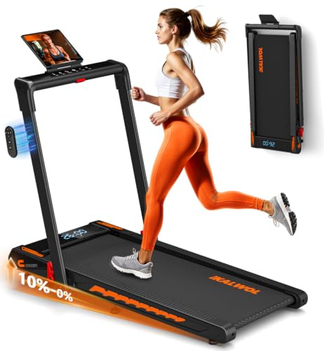 Walking Pad Treadmill with Speaker, 6-in-1 Under Desk Treadmills for Home Foldable with App Compatible, 6.2MPH running machines with 10% Incline, LED Display, 3.0HP Brushless Drive, 12 HIIT Programs