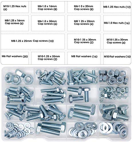 T.K.Excellent Bulloni esagonali M6 M8 M10 e dadi esagonali e rondelle, 128 pezzi
