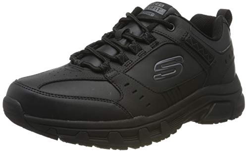 Skechers Oak Canyon Redwick Herren Trainer, Black Leather Synthetic Textile Black Trim, 43 EU