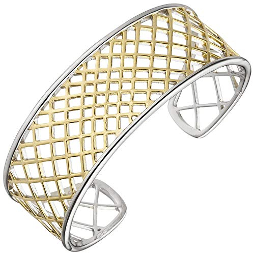Jobo Damen-Armspange aus 925 Sterling Silber Bicolor vergoldet 17 cm