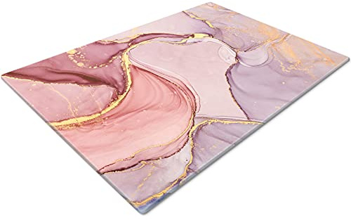 Glass Worktop Savers | Heat Resistant Worktop Protectors | Large Marble Effect Pink Gold Chopping Board