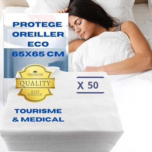 SANYGIENE | Protege almohada 65 x 65 cm | Lote de 50 fundas protectoras desechables | Funda de almohada | Higiene Ropa de cama Turismo