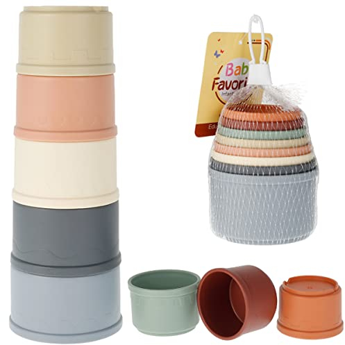 Ghopy 8pcs Stacking Cups Toy for Kids, Pre-school Learning Toy Stacking Tower Pyramid Education Develop Building Cup Toy Smooth Edge Stacking Cups for 6 Month+ Toddlers Boys Girls