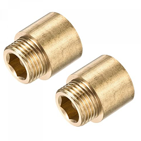 sourcing map Brass Extension Pipe Fitting 20mm G1/2 Female to G1/2 Male Thread Reducer Coupling Adapter Connector Pack of 2