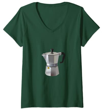 Femme Cafetière italienne Espresso T-Shirt avec Col en V