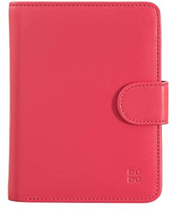 DUDU Portafoglio da Donna in Pelle Morbida Colorato Blocco RFID con Portamonete Zip e Porta Carte di Credito Lampone