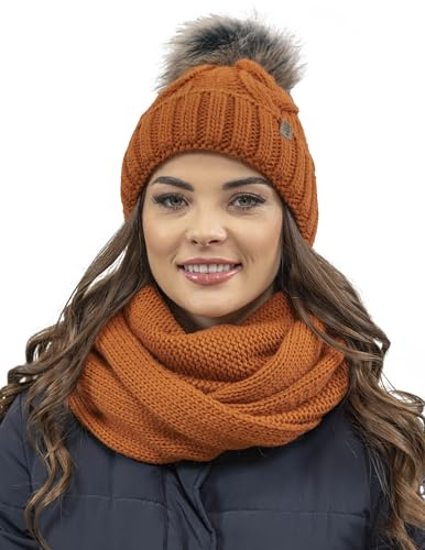 VIVISENCE Wintermütze Mit Bommel Damen Warmes Ideal Für Kalte Wintertage 7014