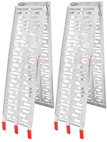 Jopassy 2X 680kg Klappbar Auffahrrampe, Alu Verladerampe, rutschfest Verladeschiene, max. 340kg* pro Stück, Anhängerrampe, Auto Laderampe für Motorrad, Anhänger, Rasenmäher, 226 x 30.5x5.5cm