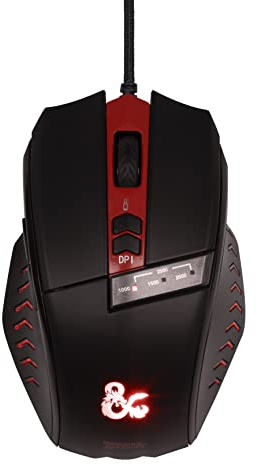 Konix Dungeons & Dragons Gaming-Maus für PC - 6 Tasten - 1,8 m Kabel - USB-Anschluss - Schwarz und Rot