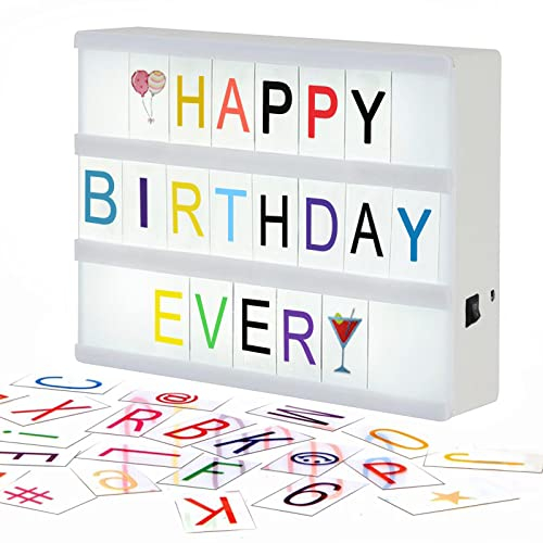 OPAHUTER Led Lichtbox Kino mit 192 Buchstaben Zahlen Symbole, A4 Led Licht Box Leuchtkasten, Cinema Light Box Tops für Jungen Mädchen, Leuchtbox Light Box für Wohnkultur, Hochzeit