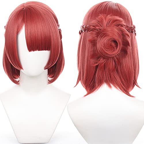 Anime Rote Bob Perücke mit Bangs Hitzebeständige synthetische Kostüm Haare für Frauen Männer Halloween Cos Anime Party Ersatz Perücken