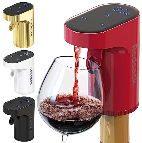 Dispensador eléctrico de vino con accesorios de licor Soju y whisky, bomba de vino de alta relevancia para verter y airear perfectos, dispensador de vino fácil de usar para bar en casa (Rojo)