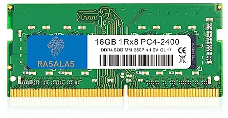 Rasalas Módulo de Memoria RAM para portátil SODIMM de 260 Pines SODIMM de 16 GB DDR4-2400 PC4-19200, 2400 MHz, DDR4-2400 MHz, DDR4-2400 MHz