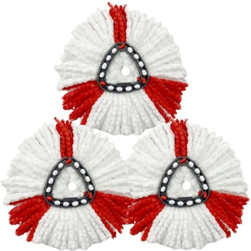WR Serpillière en microfibre compatible avec les systèmes à essoreur rotatif Vileda Turbo et Easy Wring and Clean - Pack de 3 serpillières (Blanc et rouge)