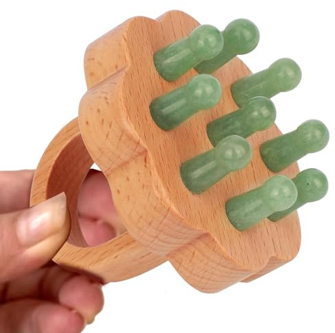 ideayard Masajeador de cuero cabelludo, peine de cuero cabelludo, peine de madera de jade para el estrés de la cabeza, herramienta de masaje relajante para el crecimiento del cabello, alivia los