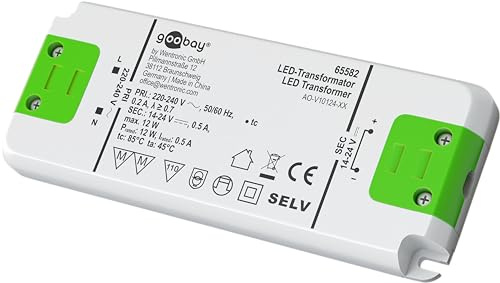 goobay 65582 Transformador LED 500 mA/12 W/Transformador LED para corriente constante/Driver LED fuente de corriente constante/Transformador iluminación interior/Fuente de alimentación luz