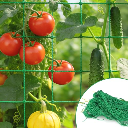 KINGLAKE Ranknetz für Kletterpflanzen, Gurkennetz 1.8X1.8M, Rankhilfe Gurken Netz, Pflanzennetze Kletternetz, Hochbeet Rank Netz Kletterhilfe, Rankgitter für Gewächshaus Garten Bohnen Tomaten-Grün