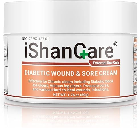 iShanCare® Diabetic Wound Ulcer Cream - Första hjälpen läkande salva, naturlig skyddande salva för ben- och fotsår, venösa sår, liggsår, trycksår och septiska sår