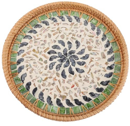 LIFKOME Vassoio Rotondo Decorativo Intrecciato Per Pane Frutta E Snack Vassoio Da Tavolo