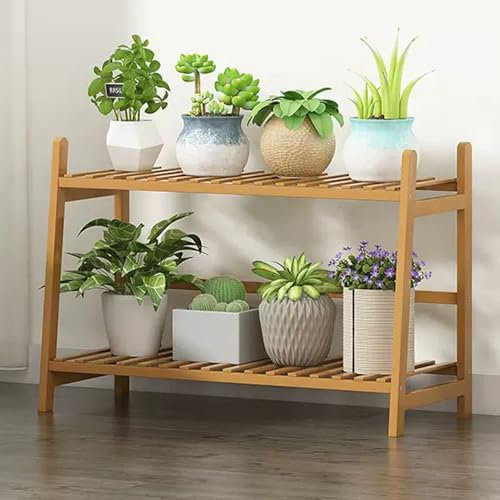 Pflanzenständer aus Bambus, 4 Etagen, Leiterregal für Garten, Balkon, Terrasse, gestufter Blumenhalter, Organizer, Präsentationsständer