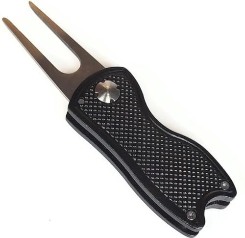 CHPN - Pitchfork - Metal - Pitch Stoff - Baan Reparatur - Golfzubehör - Golfmarker - Schwarz - Magnetmarker - Faltbare Tonhöhe - Golf - Grasmattenreparatur - Pitchmark