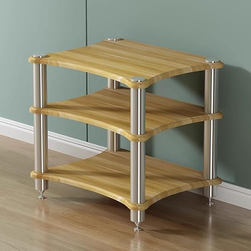 Mobile Stereo Hi Fi Rack 1 2 3 4 Ripiani Mobile Audio Supporto Multimediale, Scaffali Stereo Aperti per Audio-video per Stampanti Console di Gioco Tv Box, Giradischi per Ufficio(Natural,60x48x62cm)