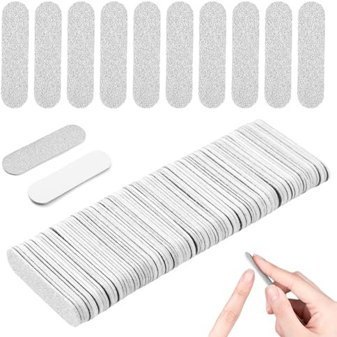 HUIANER 300PCS Disposable Mini Nail Files 180/240 Grit Double Sided Emery Board Buffer Home or Professional Manicure Tools Nail Studio Home Nail Care (Silver and White)