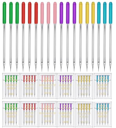 Bequilter 6 Sizes Universal Sewing Machine Needles Regular Point Flat Shank Needle Compatible with Singer, Brother,Janome and Other Brands HAX1 65/9, 75/11, 90/14, 100/16, 110/18,120/20 (60)