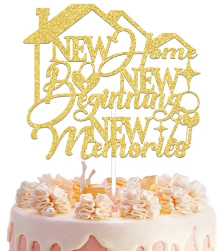 New Home New Beginning Cake Topper, Housewarming Party Decorations