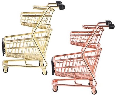 Vaguelly Mini-einkaufswagen Spielzeug Einkaufswagen Aus Metall 2-teiliges Set Realistisches Design Für Die Dekoration des Home Office Für Jungen Und Mädchen