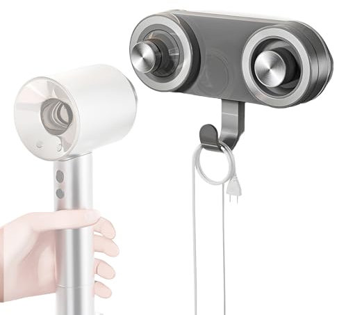 Soporte para secador de pelo, soporte magnético para secador de pelo sin taladrar, soporte para secador de pelo, extraíble y reutilizable, adecuado para la mayoría de los secadores de pelo